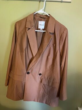 Madewell Rust Brown Double-Breasted Blazer